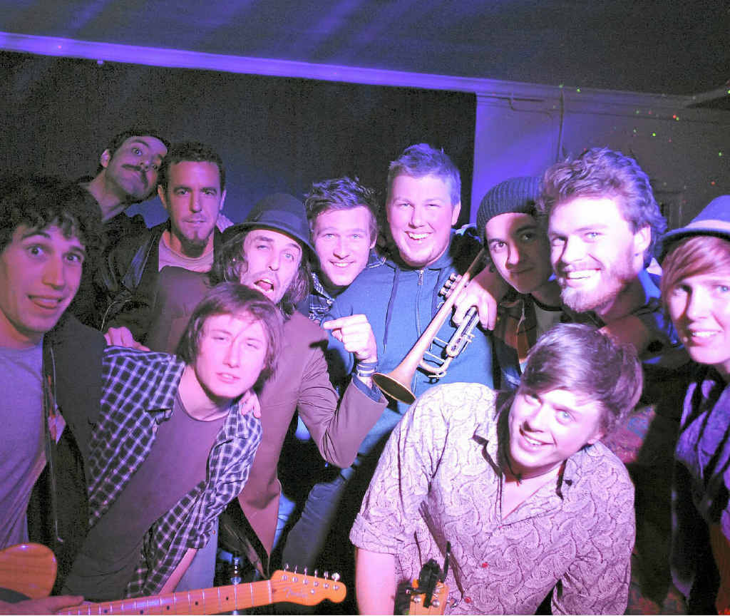 HOW MUCH CAN A MUSO BEAR?: Some of the performers gather for pic before their post-show jam at the Great Northern Hotel. Photo Lachlan Thompson HOW MUCH CAN A MUSO BEAR?: Some of the performers gather for pic before their post-show jam at the Great Northern Hotel. Photo Lachlan Thompson