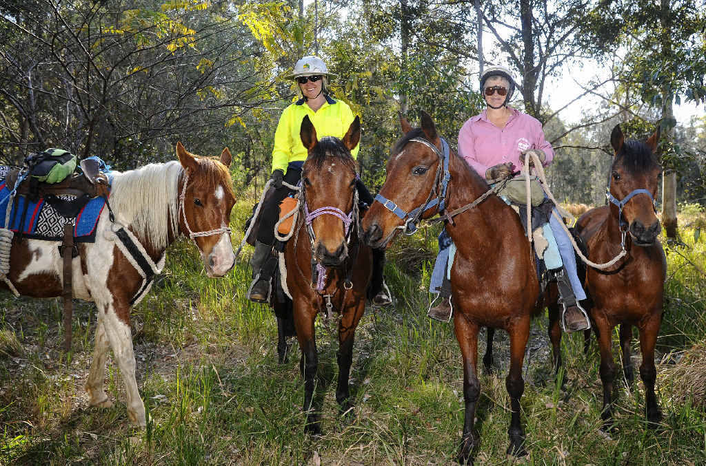 Travelling Grannies Colleen Hinds and Cherrie Davies on the trail yesterday. Travelling Grannies Colleen Hinds and Cherrie Davies on the trail yesterday.