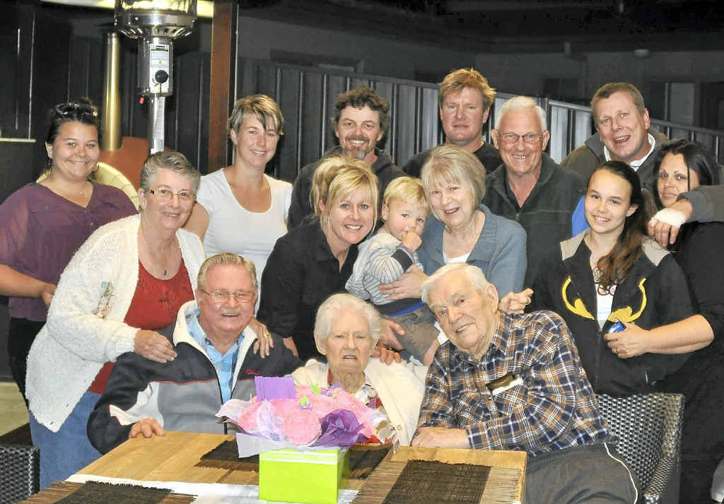 Elsie and Mick Heath celebrate with their family. Elsie and Mick Heath celebrate with their family.