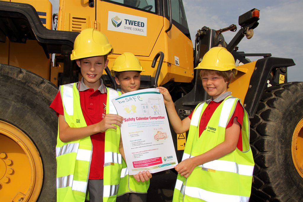 Locke Nash, 10, Kane O'Brien, 9 and Jeremy Nash, 8 are keen to take part in the colouring part of Safety Week. Photo: Contributed Locke Nash, 10, Kane O'Brien, 9 and Jeremy Nash, 8 are keen to take part in the colouring part of Safety Week. Photo: Contributed