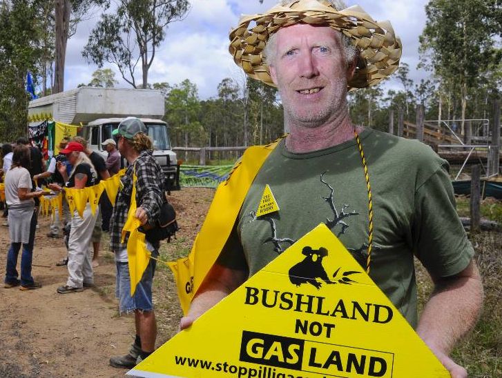Theo Jongen showed his support at the protest against coal seam gas held outside a property on Avenue Road near Glenugie. Photo: JoJo Newby / The Daily Examiner Theo Jongen showed his support at the protest against coal seam gas held outside a property on Avenue Road near Glenugie. Photo: JoJo Newby / The Daily Examiner