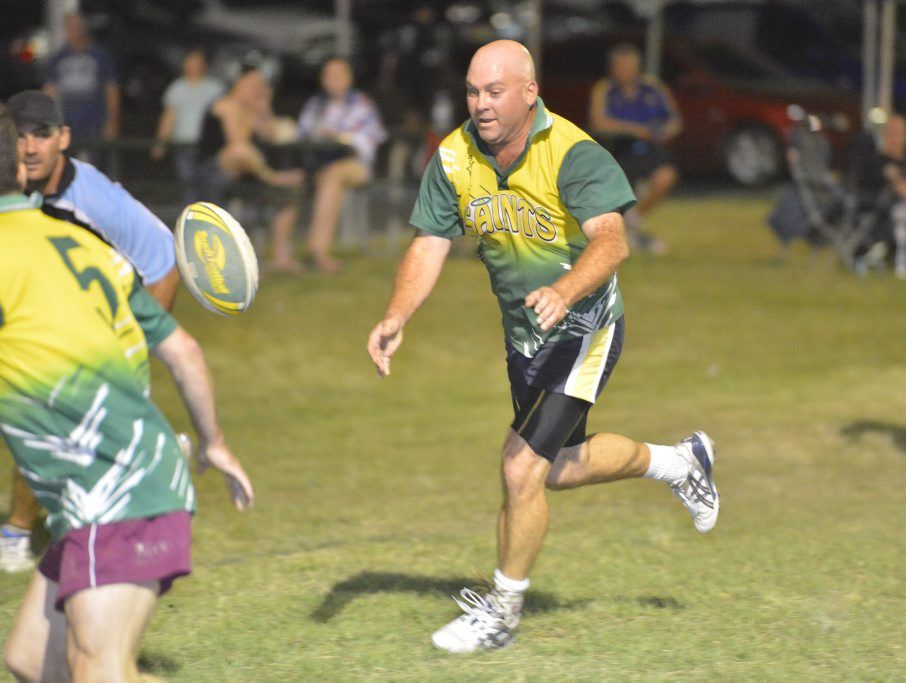 Saints vs Titans Touch football grand finals at Briffney Creek, Harvey Road Gladstone. Saints' Greg Dunseath. Saints vs Titans Touch football grand finals at Briffney Creek, Harvey Road Gladstone. Saints' Greg Dunseath.