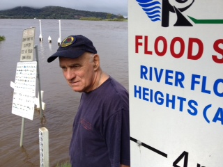 Ken Crampon checks the river heights at Maclean. Ken Crampon checks the river heights at Maclean.