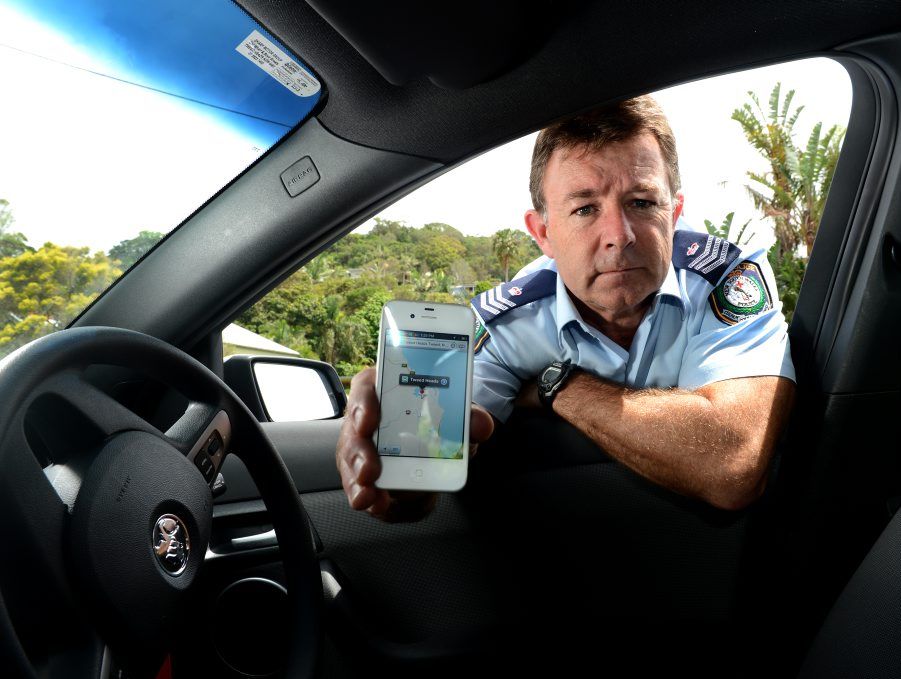 Sgt of Crime coordinator Stuart Crawford with an iphone map. Sgt of Crime coordinator Stuart Crawford with an iphone map.
