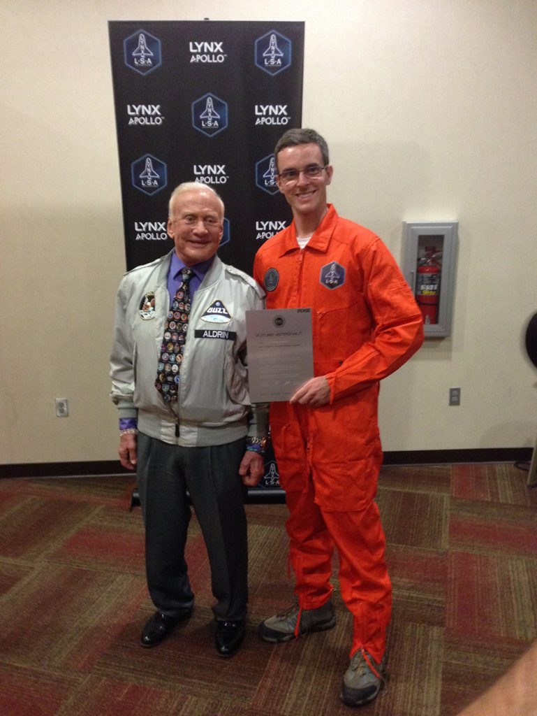 Yeppoon's Tim Gibson with astronaut Buzz Aldrin. Yeppoon's Tim Gibson with astronaut Buzz Aldrin.