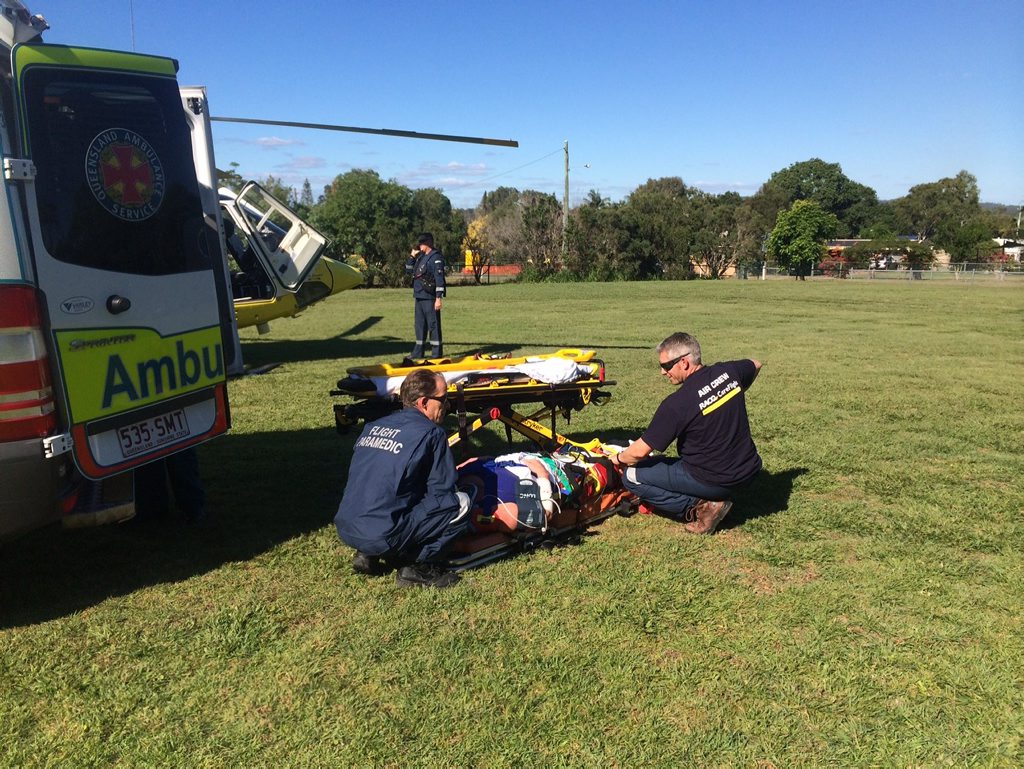A Tiaro woman has been airlifted to hospital after being thrown from a horse. A Tiaro woman has been airlifted to hospital after being thrown from a horse.