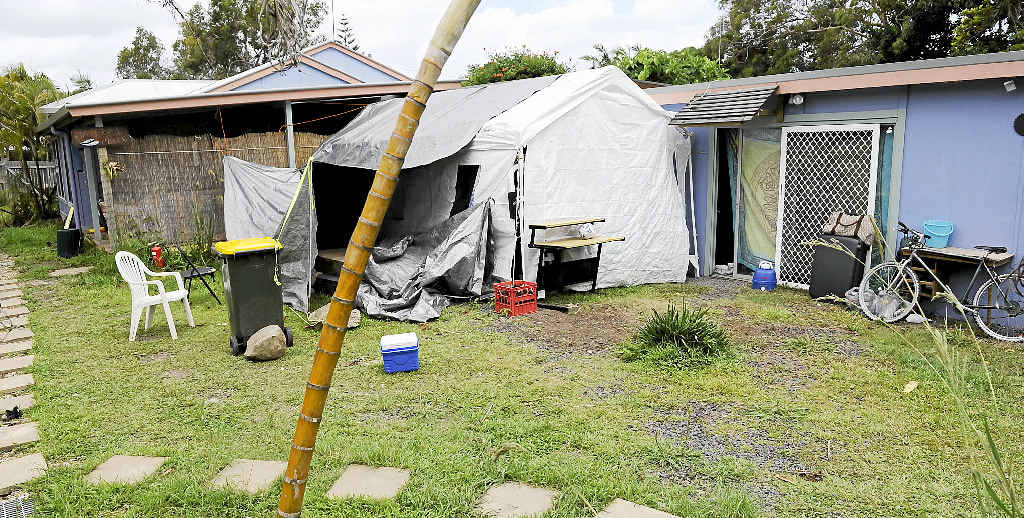 The rear of the property at 139 Jonson St, Byron Bay, where council alleges up to 19 occupants were staying. The rear of the property at 139 Jonson St, Byron Bay, where council alleges up to 19 occupants were staying.