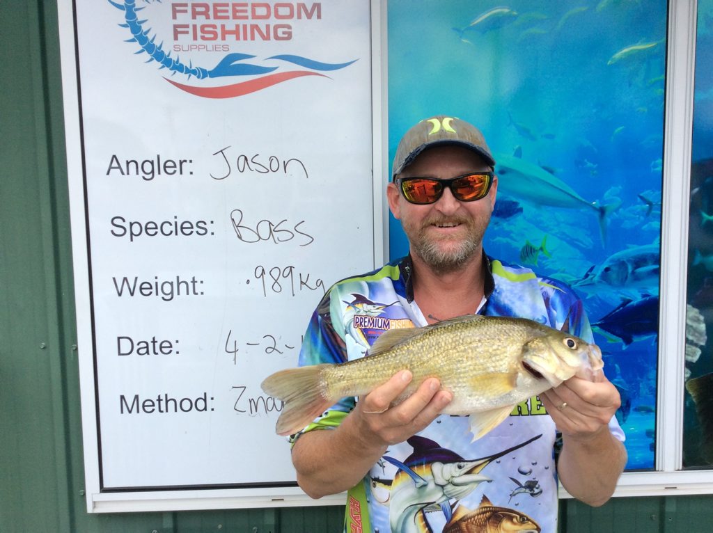 Jason caught this .989kg bass earlier this month. Photo Freedom Fishing Supplies / Fraser Coast Chronicle Jason caught this .989kg bass earlier this month. Photo Freedom Fishing Supplies / Fraser Coast Chronicle
