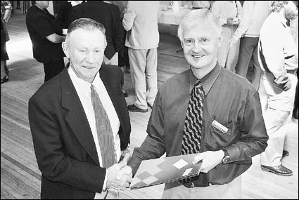Destined to serve - Alex Cork, left, and Tony Wiseman with other award recipients. Photo: BRUCE MCDOUGALL 04091504C Destined to serve - Alex Cork, left, and Tony Wiseman with other award recipients. Photo: BRUCE MCDOUGALL 04091504C