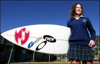 SURFING SENSATION:Elanora State High School student Renee Hyman. Photo: Craig Sadler d83889a SURFING SENSATION:Elanora State High School student Renee Hyman. Photo: Craig Sadler d83889a