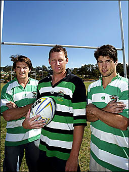 ALLEYGATORS hopefuls, Damien Webb, Dean Jensen and Matt Wildman, get ready for grand final action. D84231 ALLEYGATORS hopefuls, Damien Webb, Dean Jensen and Matt Wildman, get ready for grand final action. D84231