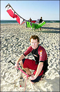 FLYING HIGH: Kite-surfer Mike Walker, of Byron Bay FLYING HIGH: Kite-surfer Mike Walker, of Byron Bay