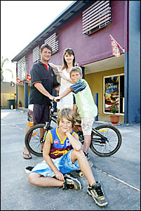 COBAKI Convenience Store proprietors Bill and Donna Morrison with their children Jake, 7, and Will, 9. COBAKI Convenience Store proprietors Bill and Donna Morrison with their children Jake, 7, and Will, 9.