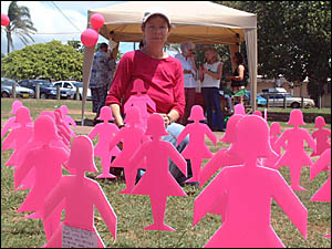 Pictured in the mini ?Field of Women? is co-ordinator, Barbara Pinter. Pictured in the mini ?Field of Women? is co-ordinator, Barbara Pinter.