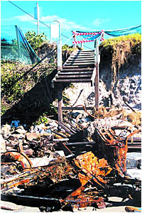 This is what big seas did to the beach at Belongil This is what big seas did to the beach at Belongil