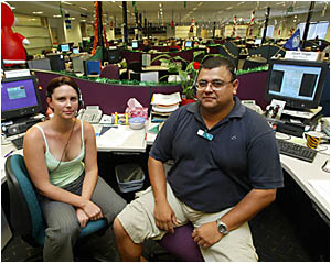 ?Customer service officers Emma Clement and Stan Togo ?Customer service officers Emma Clement and Stan Togo