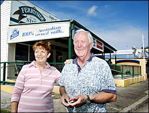 SHOP with no stock: Owners Joe and Trish Hoctor vow to re-open Tumbulgum?s Ferryside Store which closed last month after a tena SHOP with no stock: Owners Joe and Trish Hoctor vow to re-open Tumbulgum?s Ferryside Store which closed last month after a tena