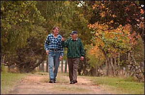 TREE TALK: Discussing tree planting at Brushgrove are Clarence Valley Conservation Coalition president Bill Noonan (left) and a TREE TALK: Discussing tree planting at Brushgrove are Clarence Valley Conservation Coalition president Bill Noonan (left) and a