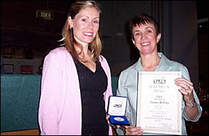 KINGSCLIFF TAFE graduate Joanne McEvoy is congratulated by campus IT head Sue Walsh after being awarded the NSW State Medal for KINGSCLIFF TAFE graduate Joanne McEvoy is congratulated by campus IT head Sue Walsh after being awarded the NSW State Medal for
