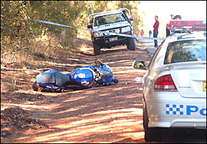 FATAL: The scene of yesterday?s crash on the Orara Way. A motorcyclist from Coffs Harbour was killed. FATAL: The scene of yesterday?s crash on the Orara Way. A motorcyclist from Coffs Harbour was killed.