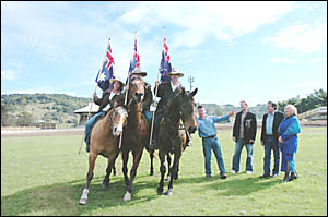 In action at the Lismore Showground are riders, from left, Mel Richardson, Bruce Warburton and Glenn Campbell, with producer Ma In action at the Lismore Showground are riders, from left, Mel Richardson, Bruce Warburton and Glenn Campbell, with producer Ma