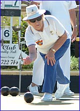 Gladstone champion Lorna Emslie competes in Champion of Club Champions pairs event at Calliope Country Club yesterday Gladstone champion Lorna Emslie competes in Champion of Club Champions pairs event at Calliope Country Club yesterday