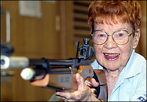 at 92Bobbie achampion with her air rifle at 92Bobbie achampion with her air rifle
