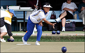 TWEED Heads bowler Carmen Anderson sends one down in yesterday?s Ladies Winter Carnival final against West Australia?s Yvonne L TWEED Heads bowler Carmen Anderson sends one down in yesterday?s Ladies Winter Carnival final against West Australia?s Yvonne L