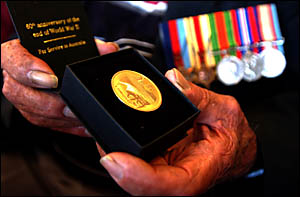60th anniversary Australian Government medals were presented to World War Two ex-servicemen and women in Grafton on Friday. 60th anniversary Australian Government medals were presented to World War Two ex-servicemen and women in Grafton on Friday.