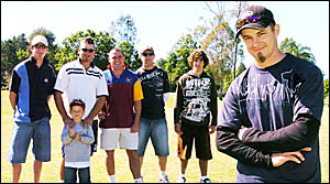 At the Brett Loy Charity Challenge Golf Day in Casino on Sunday were from left, Matt Roberts, of Casino, Jett Bolton, 7 of Nam At the Brett Loy Charity Challenge Golf Day in Casino on Sunday were from left, Matt Roberts, of Casino, Jett Bolton, 7 of Nam