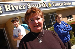 Kyle Lawler, Joann Foley the NSW CHS squash team manager and Holly Butcher. Lawler and Butcher will play against Queensland for Kyle Lawler, Joann Foley the NSW CHS squash team manager and Holly Butcher. Lawler and Butcher will play against Queensland for