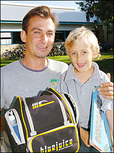 NO NEED TO RANK: Stanton Mercer with his son Nathaniel. Mr Mercer says talking to a child?s teacher will be a better way to und NO NEED TO RANK: Stanton Mercer with his son Nathaniel. Mr Mercer says talking to a child?s teacher will be a better way to und