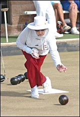 Gladstone member Alison Hughes rolls one down during yesterday?s Observer Bowls Day at the Gladstone Ladies Bowling Club. Gladstone member Alison Hughes rolls one down during yesterday?s Observer Bowls Day at the Gladstone Ladies Bowling Club.