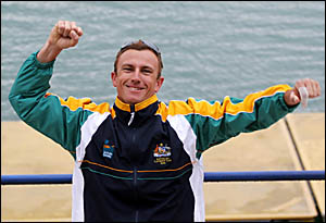 YOU BEAUTY! Nathan Bagg-aley punches the air in delight before accepting his gold medal at the world champ-ionships last night YOU BEAUTY! Nathan Bagg-aley punches the air in delight before accepting his gold medal at the world champ-ionships last night