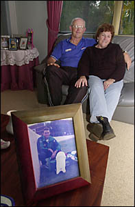 PROUD PARENTS: Warren and Beverly Phelps at home at Clunes. Both are looking forward to watching their son, pictured in the for PROUD PARENTS: Warren and Beverly Phelps at home at Clunes. Both are looking forward to watching their son, pictured in the for