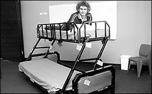Tim Baker devised this double bunk/queen size bed/lounge as part of his HSC Design and Technology curriculum. Tim Baker devised this double bunk/queen size bed/lounge as part of his HSC Design and Technology curriculum.