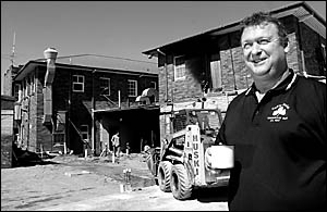 Countdown . . . Marty Phillips will re-open his front bar in three weeks? time in the wake of the blaze which almost destroyed Countdown . . . Marty Phillips will re-open his front bar in three weeks? time in the wake of the blaze which almost destroyed