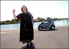 Juliane Silvers is one of the few smiling motorists at the moment. Her smart car is exremely fuel efficient. Juliane Silvers is one of the few smiling motorists at the moment. Her smart car is exremely fuel efficient.