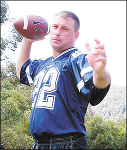 Scott Seccombe getting in some early training for the touch gridiron competition. Scott Seccombe getting in some early training for the touch gridiron competition.