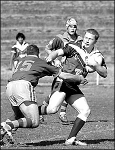 A Queensland Academy of Sport under-16 player charges NSW A Queensland Academy of Sport under-16 player charges NSW