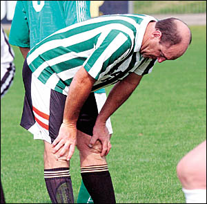 Sawtell Old Boys player Steve Riddel catches a breather Sawtell Old Boys player Steve Riddel catches a breather