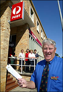 Tony Withers, front, with Australia Post Murwillumbah colleagues Tony Withers, front, with Australia Post Murwillumbah colleagues