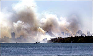 TWEED Heads was engulfed in smoke yesterday as a blaze suspected of being lit by an arsonist raged along the western side of Le TWEED Heads was engulfed in smoke yesterday as a blaze suspected of being lit by an arsonist raged along the western side of Le