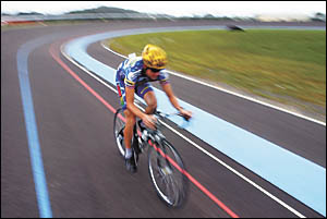 Daniel Alcock takes his bike for a few flying laps around the new velodrome at Toormina, which is the realisation of a dream fo Daniel Alcock takes his bike for a few flying laps around the new velodrome at Toormina, which is the realisation of a dream fo