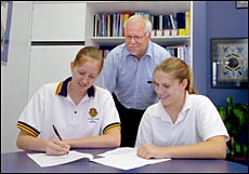 Gladstone State High School duo Emily Tooker (left) and Christie Naumann Gladstone State High School duo Emily Tooker (left) and Christie Naumann