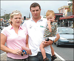 Highway too dangerous for apprentices ... Joanne Hickey, Michael Canning and their son, Oliver, on the Pacific Highway in Coffs Highway too dangerous for apprentices ... Joanne Hickey, Michael Canning and their son, Oliver, on the Pacific Highway in Coffs