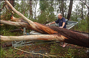 Former Clarence River Fishermen?s Cooperative chairman, George Baker, got an unwelcome surprise following the storm. Former Clarence River Fishermen?s Cooperative chairman, George Baker, got an unwelcome surprise following the storm.