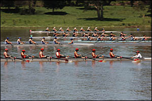 St Joseph?s Brisbane, in the foreground, certainly stood out in this heat of the boys? open eights. St Joseph?s Brisbane, in the foreground, certainly stood out in this heat of the boys? open eights.