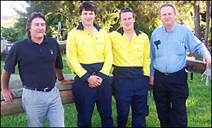 Chris Kilpatrick, of Northern Rivers Group Training, with electrical apprentices Robert Laarhoven and Ryan Daley, and Country E Chris Kilpatrick, of Northern Rivers Group Training, with electrical apprentices Robert Laarhoven and Ryan Daley, and Country E