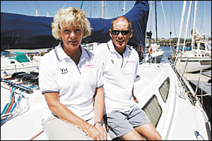 Peter and Kathy Orr with their boat The Lakes Slippery When Wet, one of the entrants in the 25th annual Pittwater to Coffs Harb Peter and Kathy Orr with their boat The Lakes Slippery When Wet, one of the entrants in the 25th annual Pittwater to Coffs Harb